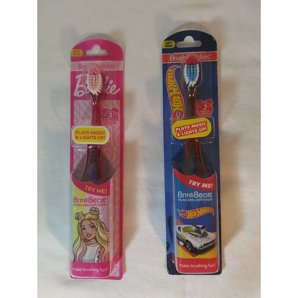 Brush Buddies Brite Beatz plays music 2 pack Barbie and hot wheels